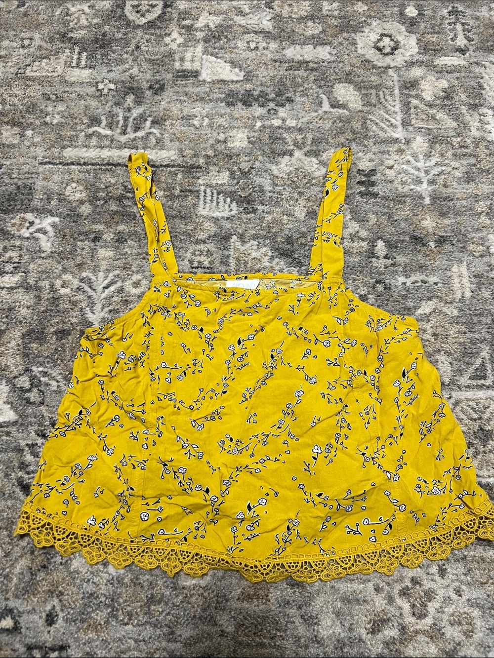 Abound Yellow Floral Lace-Hem Cami